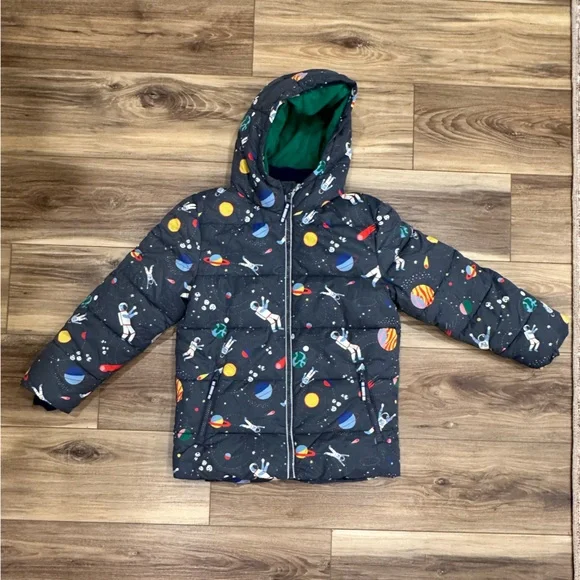 Mini Boden Boys' Space Shower Resistant Padded Jacket, Dark Grey Sz 8-9 EUC - Picture 3 of 8
